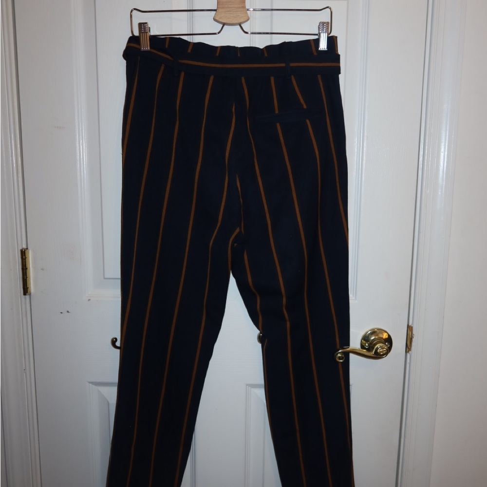 Zara Navy Trousers with Mustard Stripes